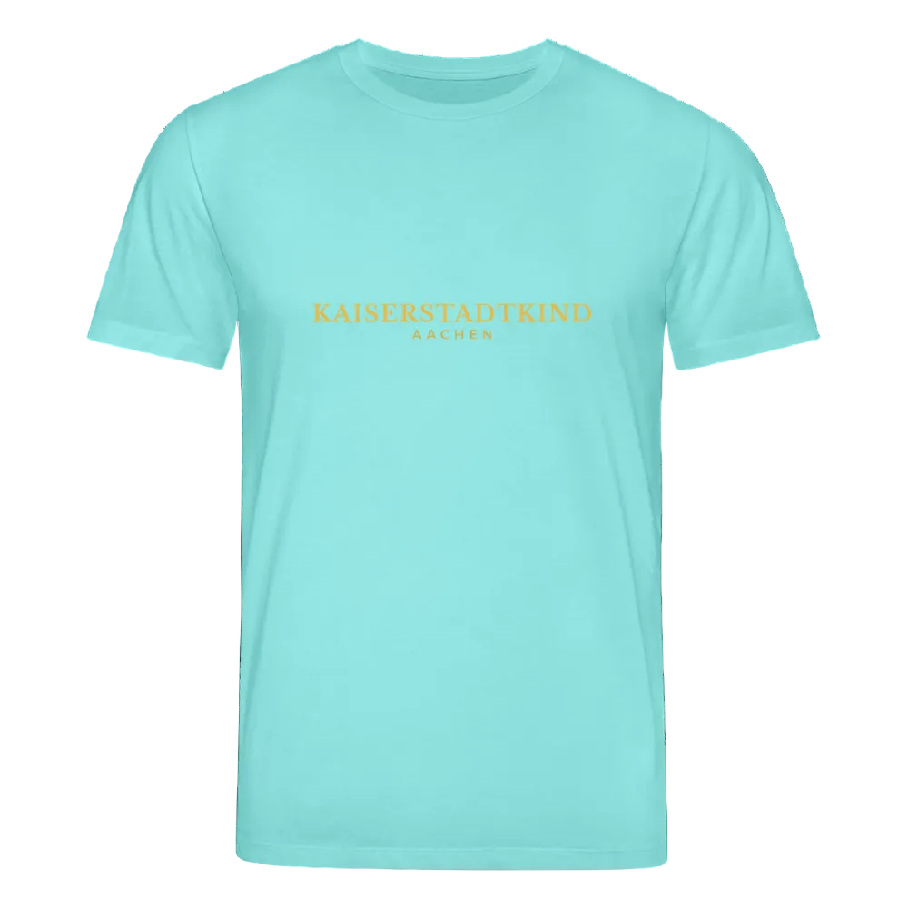 180gr. Golden Letters Edition  - Organic T-Shirt - pool blue
