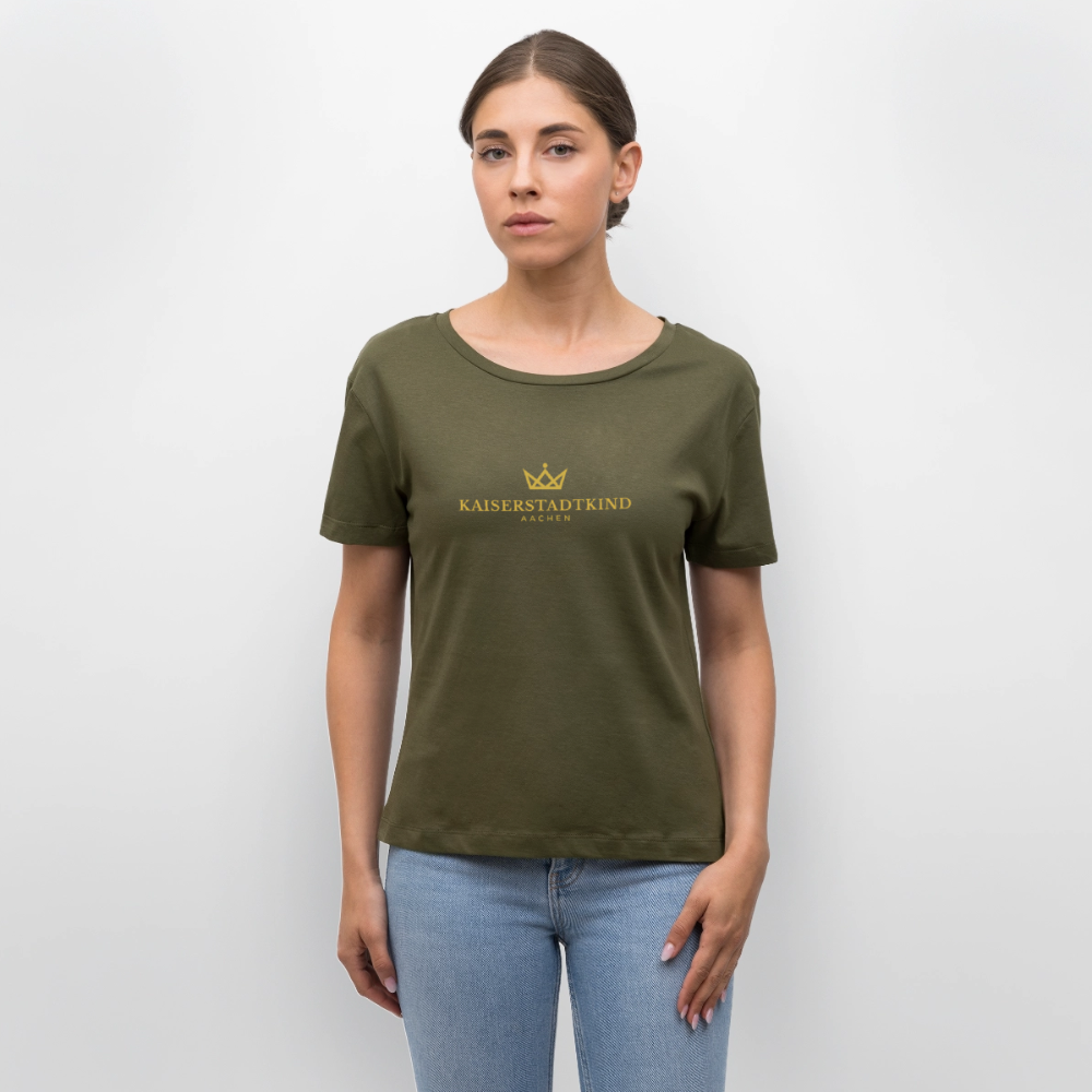 Golden Letters Edition - Relaxed Women’s Organic Round Neck T-shirt - khaki