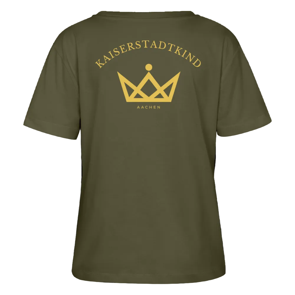 Golden Letters Round Edition - Relaxed Women’s Organic Round Neck T-shirt - Khaki