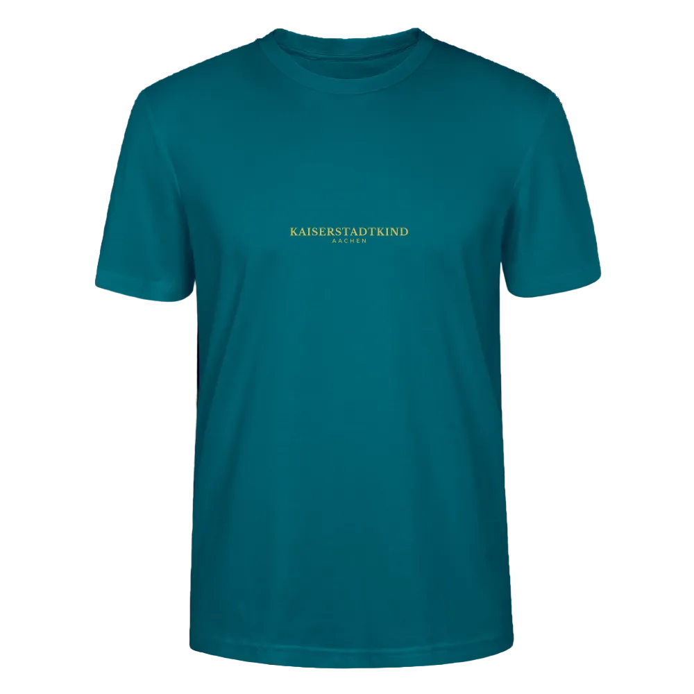CRAFTER T-Shirt - Gold Font Script/Gold Back Round Logo - Ozeanblau