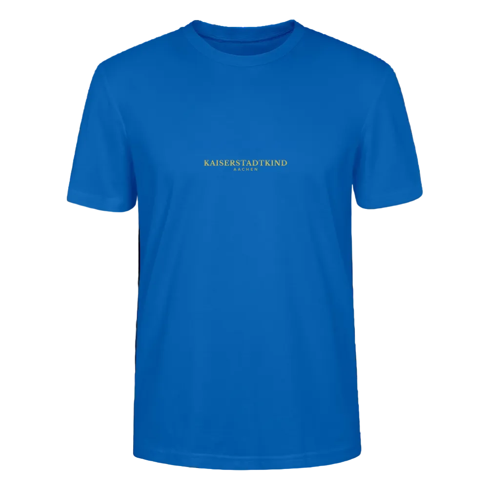 CRAFTER T-Shirt - Gold Font Script/Gold Back Round Logo - Pfauenblau