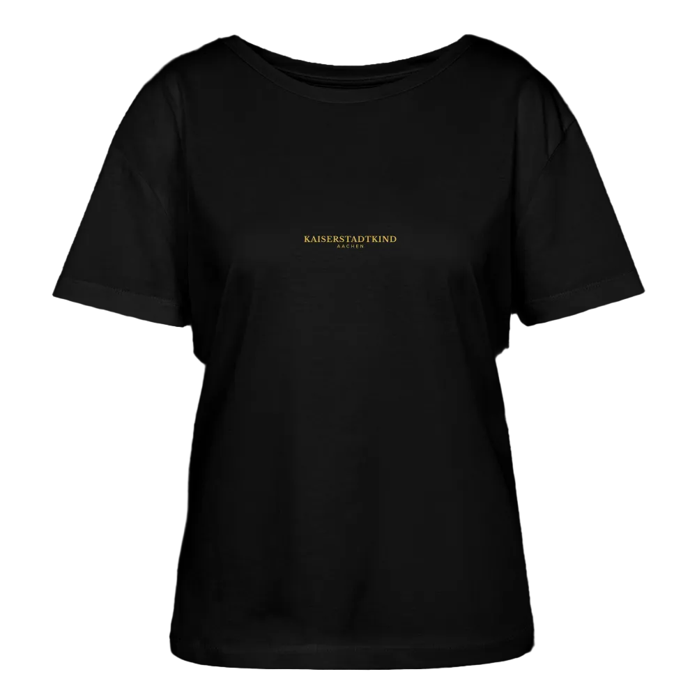 Golden Letters Round Edition - Relaxed Women’s Organic Round Neck T-shirt - Schwarz