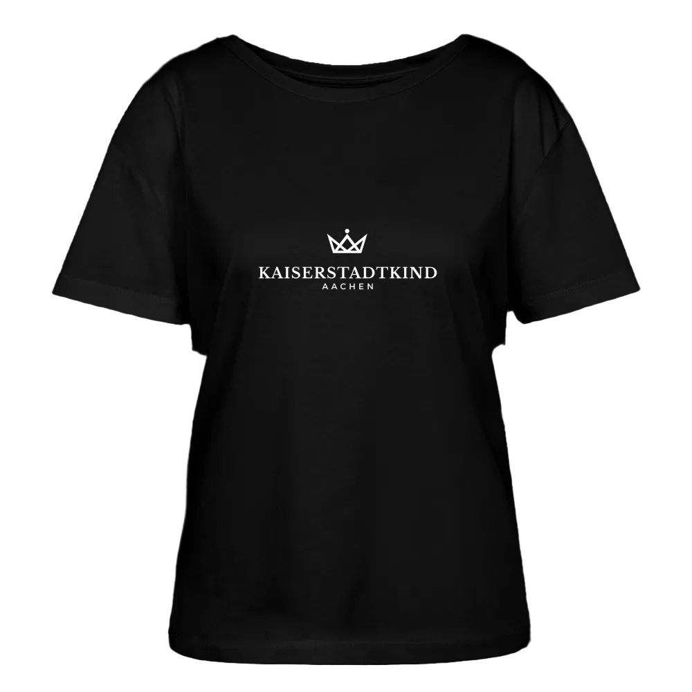 White V Edition - Relaxed Women’s Organic Round Neck T-shirt - Schwarz