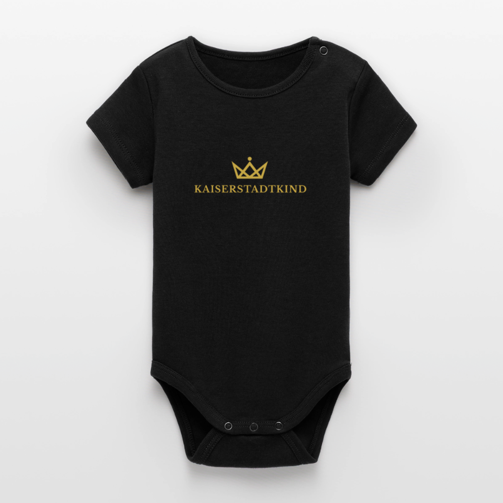 KAISERSTADTKIND Gold Edition - Organic Short-Sleeved Baby Bodysuit - black