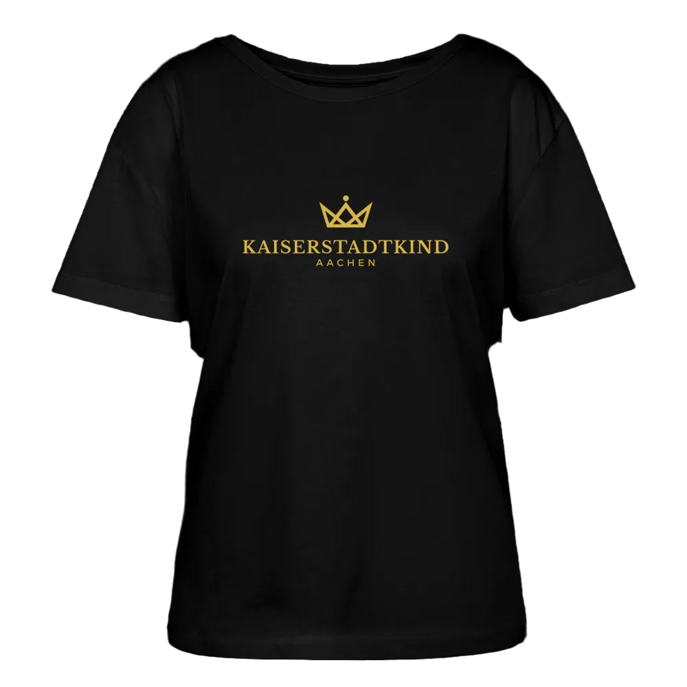 Golden Letters Edition - Relaxed Women’s Organic Round Neck T-shirt - black