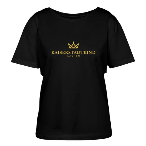 Golden Letters Edition - Relaxed Women’s Organic Round Neck T-shirt - black