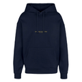 Oversized Hoodie - Gold Front Script / Gold Back Round Logo - Navy