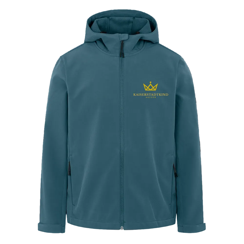 DISCOVERER Softshell Jacket - Gold Front Logo / Back Crown - Dunkles Petrol