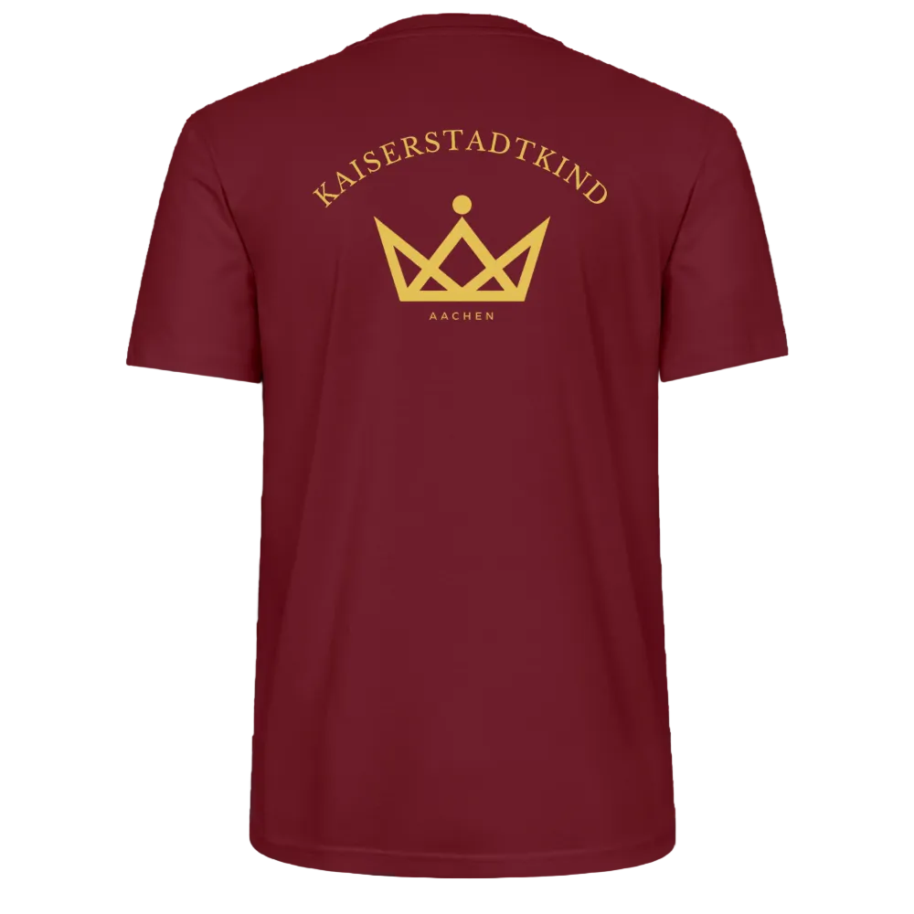 CRAFTER T-Shirt - Gold Font Script/Gold Back Round Logo - Burgunderrot