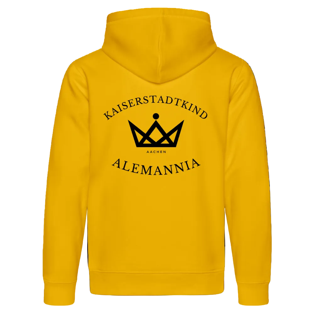 KAISERSTADTKIND x ALEMANNIA – SONDEREDITION DRUMMER HOODIE Back - Spektralgelb
