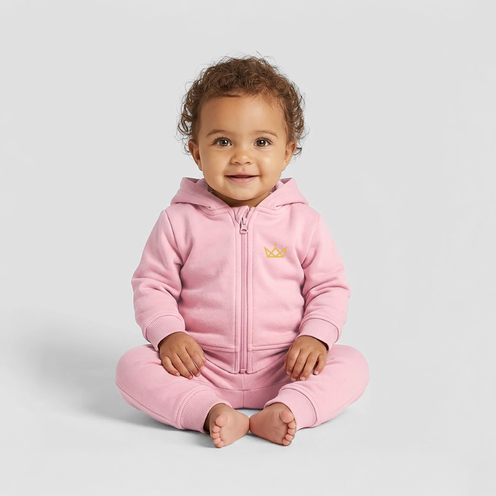 KAISERSTADTKIND 2Golden Crowns - Organic Zip Hoodie BABY CONNECTOR - cotton pink