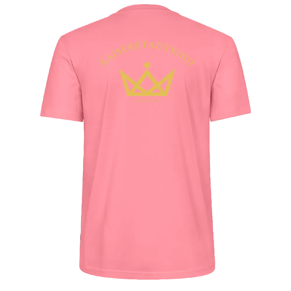 CRAFTER T-Shirt - Gold Font Script/Gold Back Round Logo - Pink 