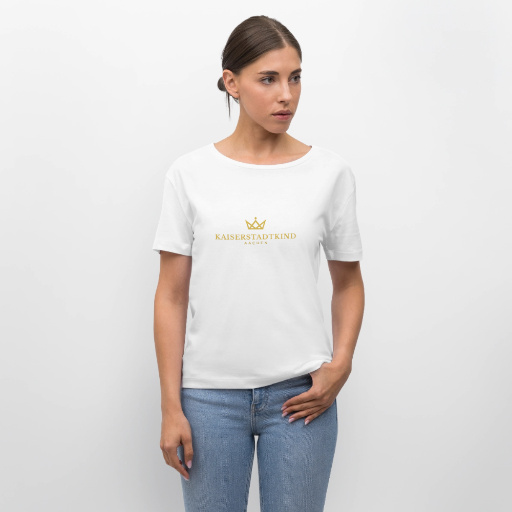 Golden Letters Edition - Relaxed Women’s Organic Round Neck T-shirt - white