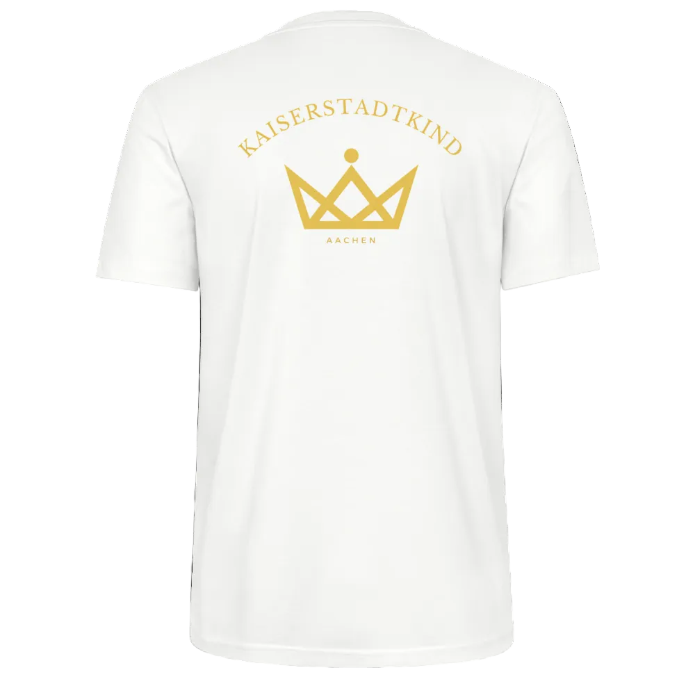 CRAFTER T-Shirt - Gold Font Script/Gold Back Round Logo - Weiß