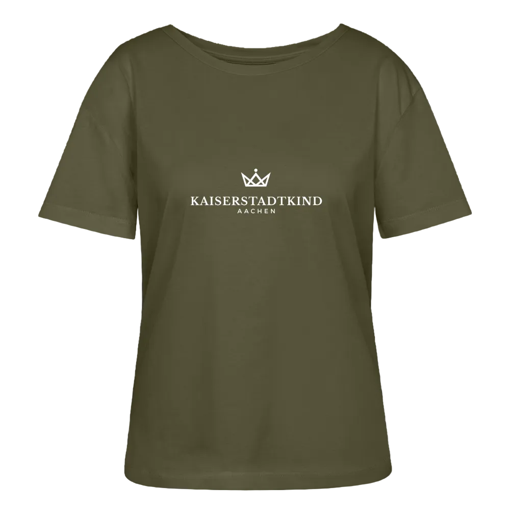 White V Edition - Relaxed Women’s Organic Round Neck T-shirt - Khaki