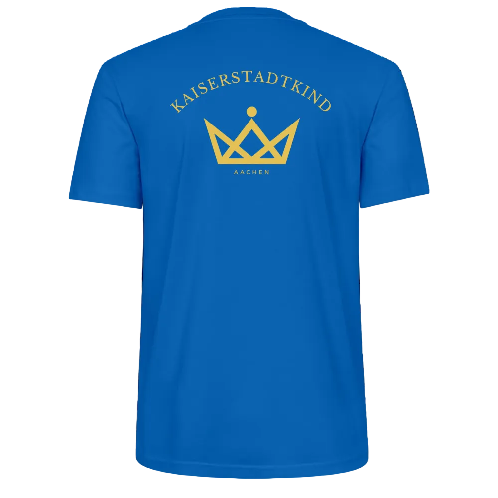 CRAFTER T-Shirt - Gold Font Script/Gold Back Round Logo - Pfauenblau