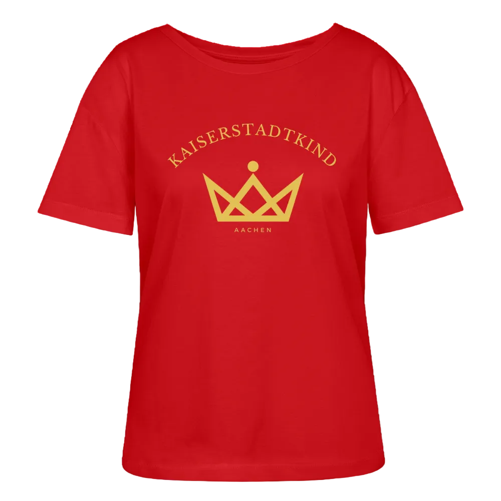 Golden Letters Round V Edition - Relaxed Women’s Organic Round Neck T-shirt - Rot