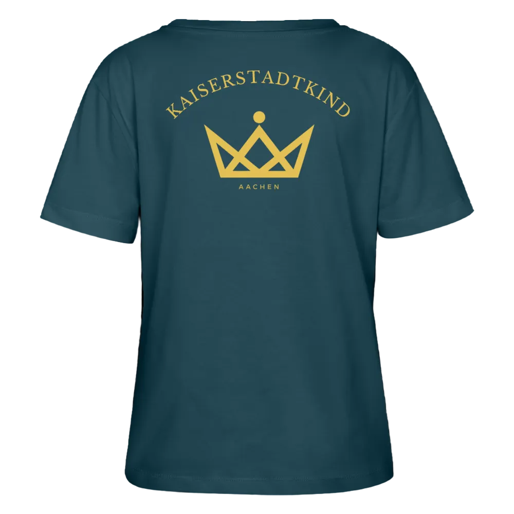 Golden Letters Round Edition - Relaxed Women’s Organic Round Neck T-shirt - Dunkles Petrol