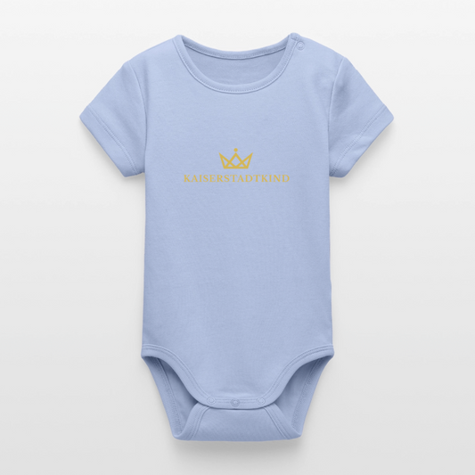KAISERSTADTKIND Gold Edition - Organic Short-Sleeved Baby Bodysuit - sky