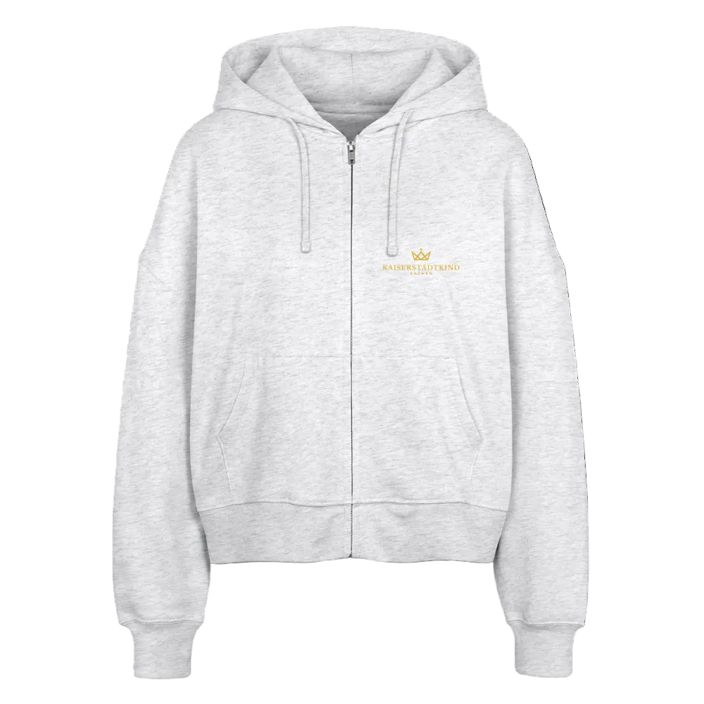 KAISERSTADTKIND Gold Edition - Boxy Bio Zip Hoodie Ida - Weiß meliert