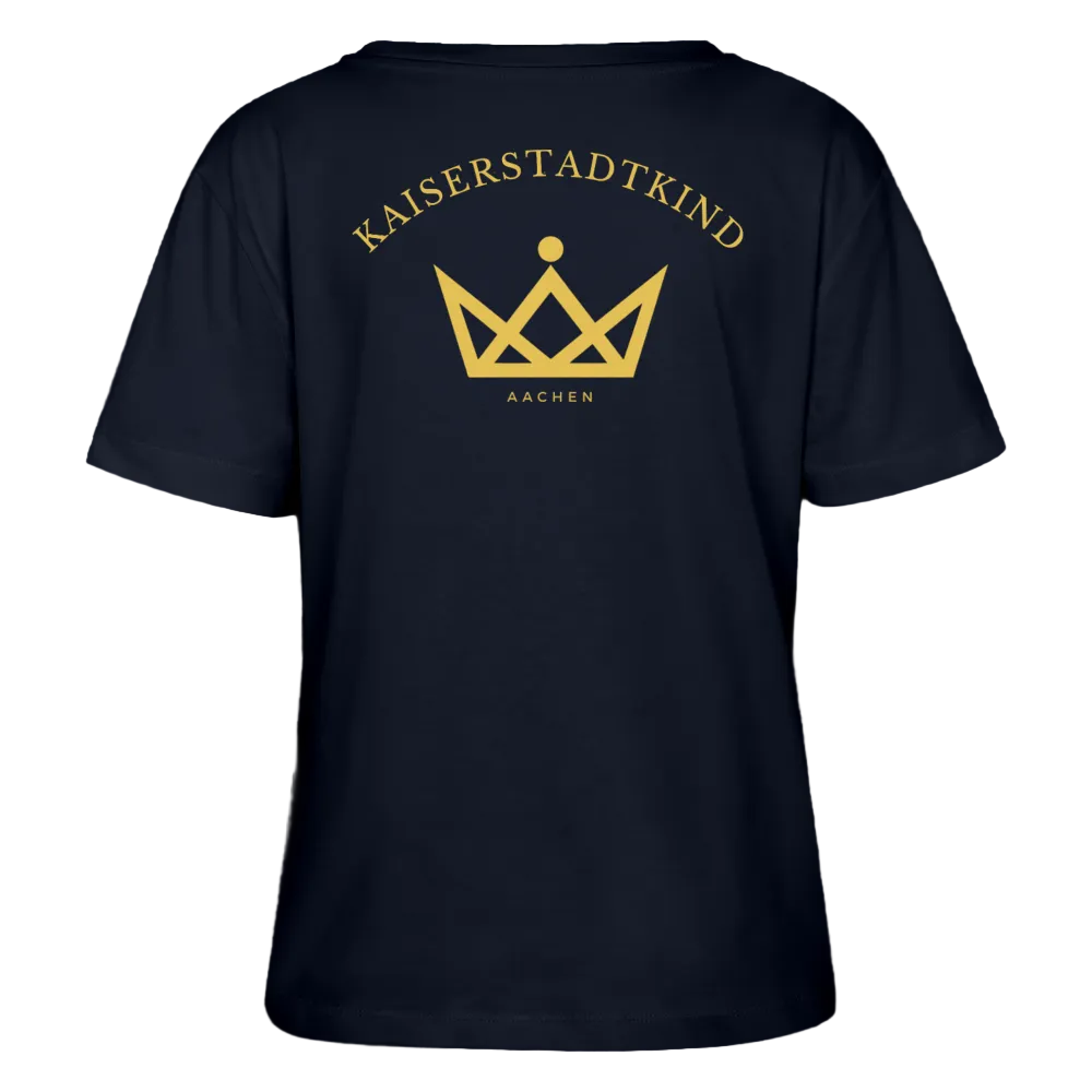 Golden Letters Round Edition - Relaxed Women’s Organic Round Neck T-shirt - Navy