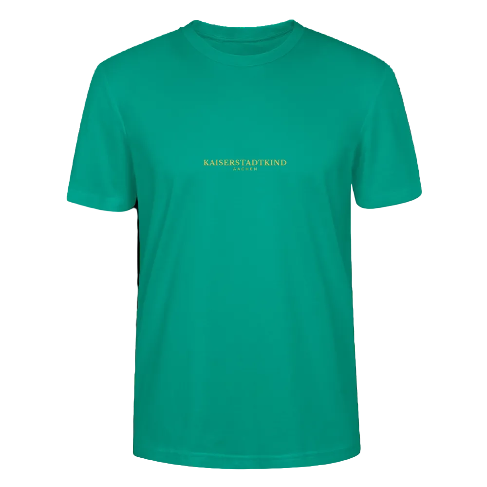 CRAFTER T-Shirt - Gold Font Script/Gold Back Round Logo - Blaugrün