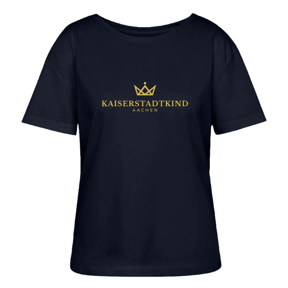 Golden Letters Edition - Relaxed Women’s Organic Round Neck T-shirt - navy