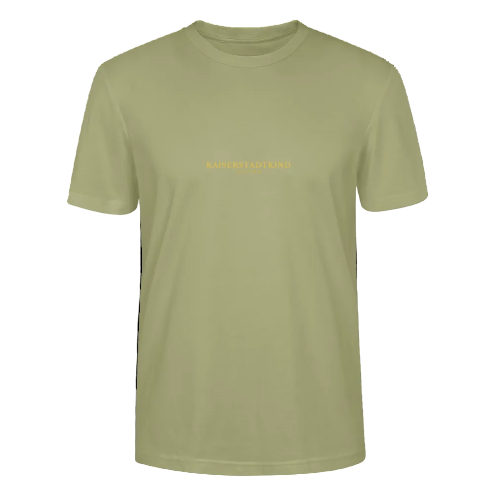 CRAFTER T-Shirt - Gold Font Script/Gold Back Round Logo - Nebelgrün