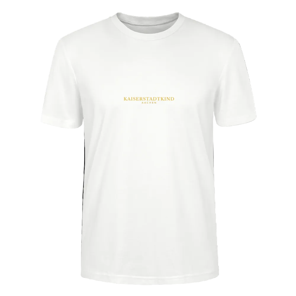 CRAFTER T-Shirt - Gold Font Script/Gold Back Round Logo - Weiß