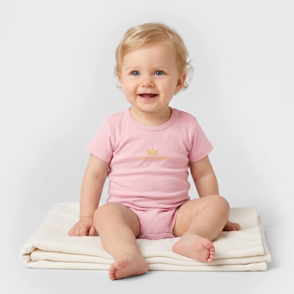KAISERSTADTKIND Gold Edition - Organic Short-Sleeved Baby Bodysuit - cotton pink