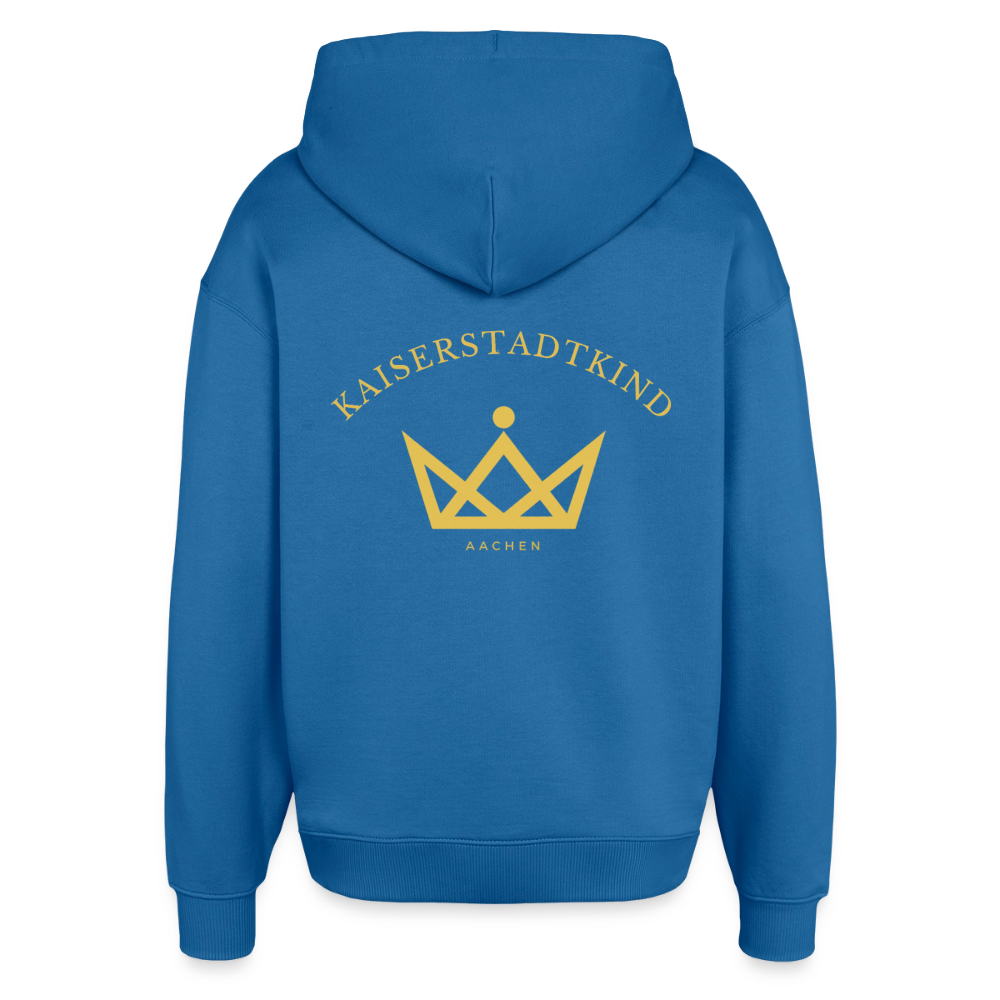 Oversized Hoodie - Gold Front Script / Gold Back Round Logo - Achtsames Blau