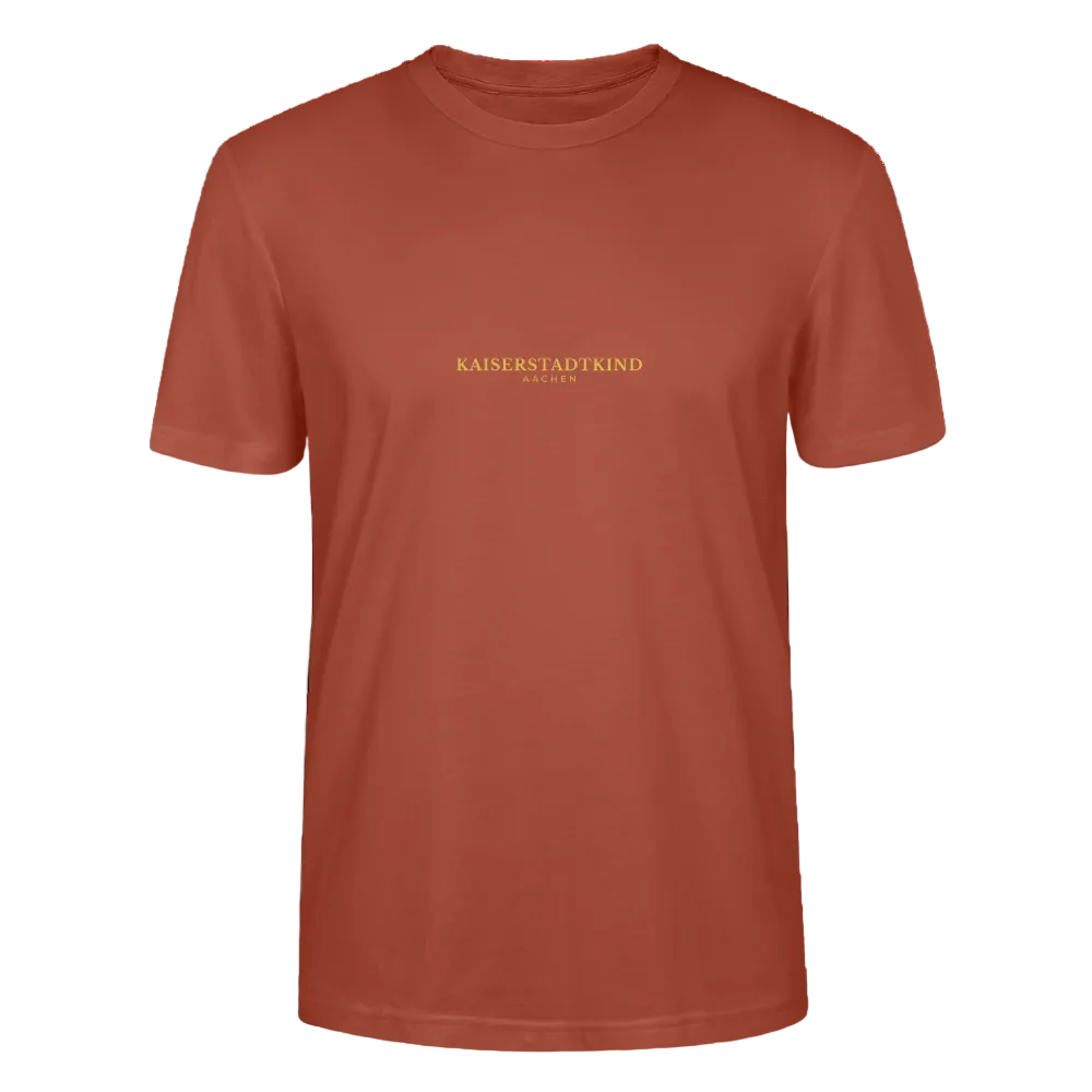 CRAFTER T-Shirt - Gold Font Script/Gold Back Round Logo - Terrakotta