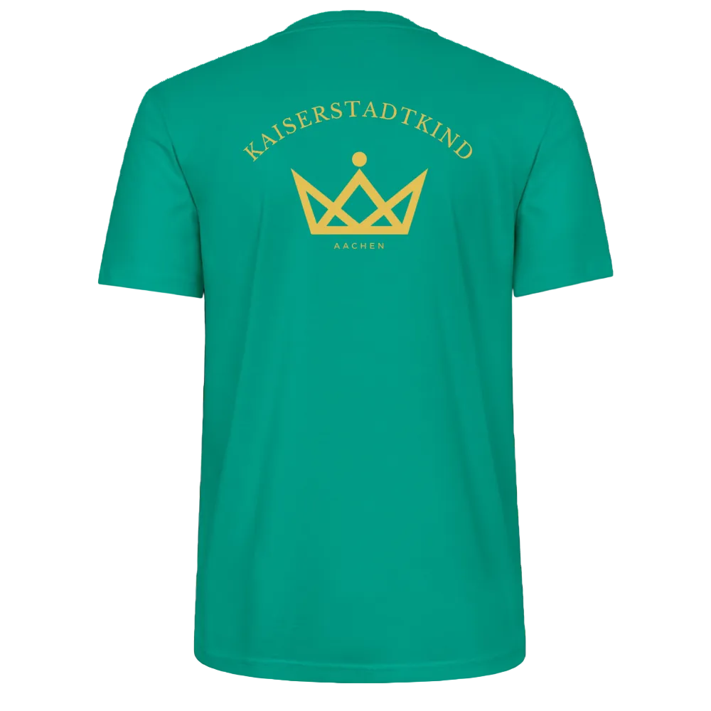 CRAFTER T-Shirt - Gold Font Script/Gold Back Round Logo - Blaugrün