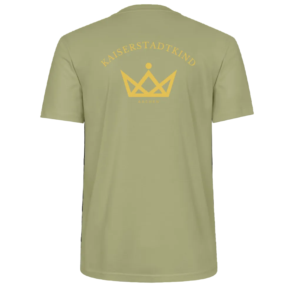 CRAFTER T-Shirt - Gold Font Script/Gold Back Round Logo - Nebelgrün