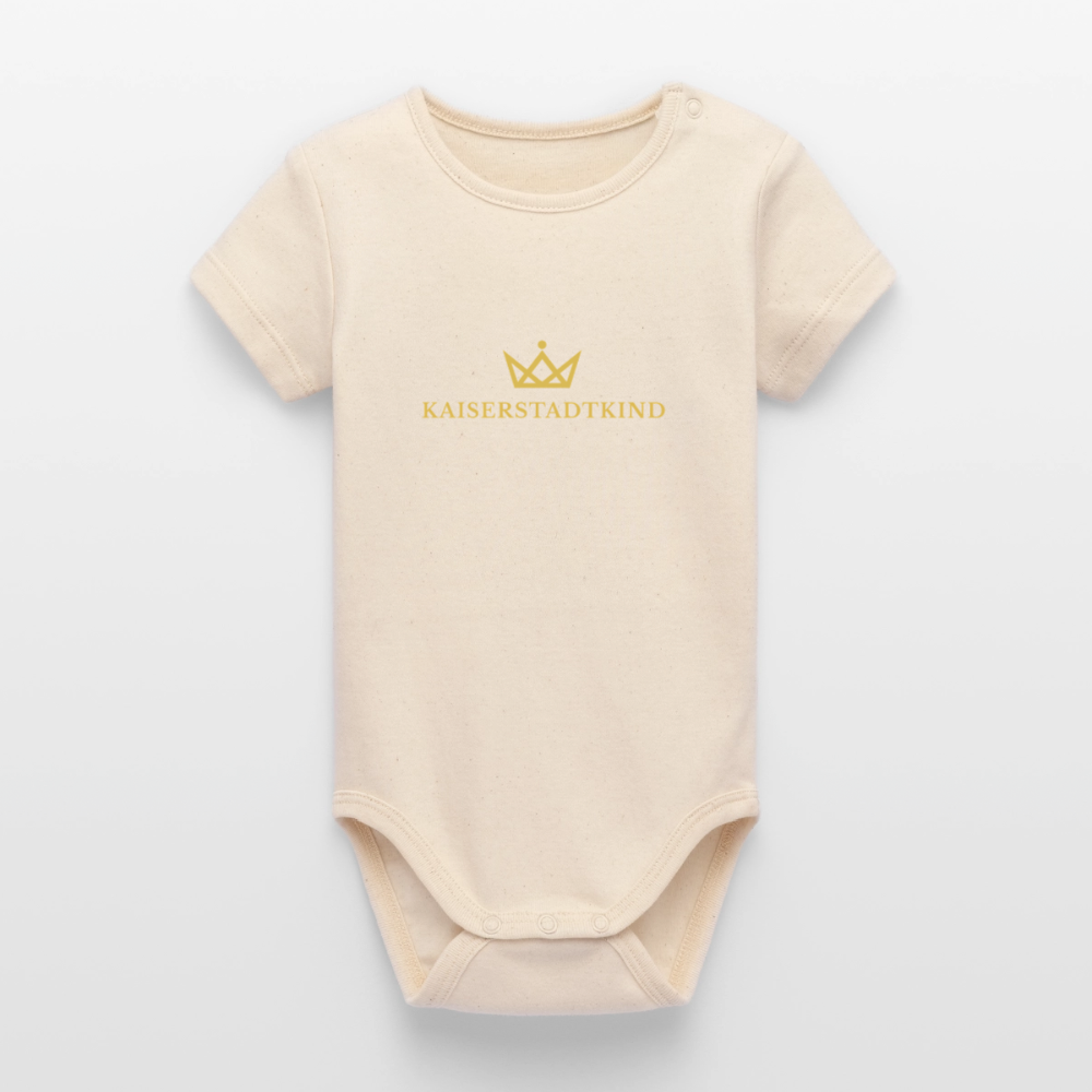 KAISERSTADTKIND Gold Edition - Organic Short-Sleeved Baby Bodysuit - soft Ecru