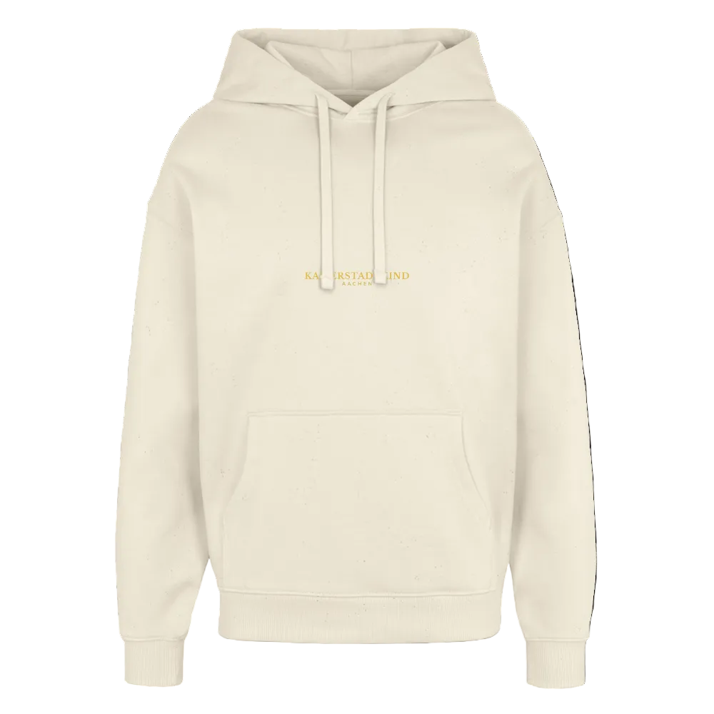 Oversized Hoodie - Gold Front Script / Gold Back Round Logo - Natur