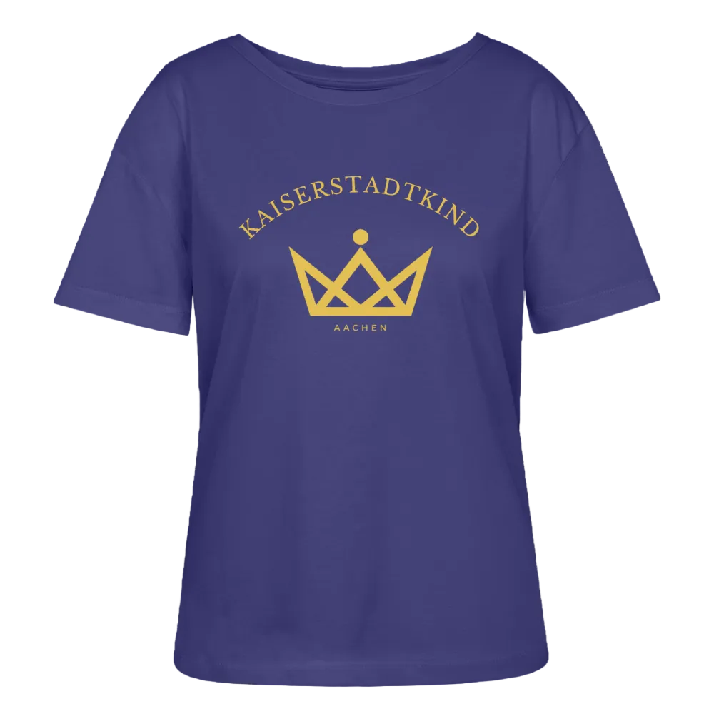 Golden Letters Round V Edition - Relaxed Women’s Organic Round Neck T-shirt - Dämmerung