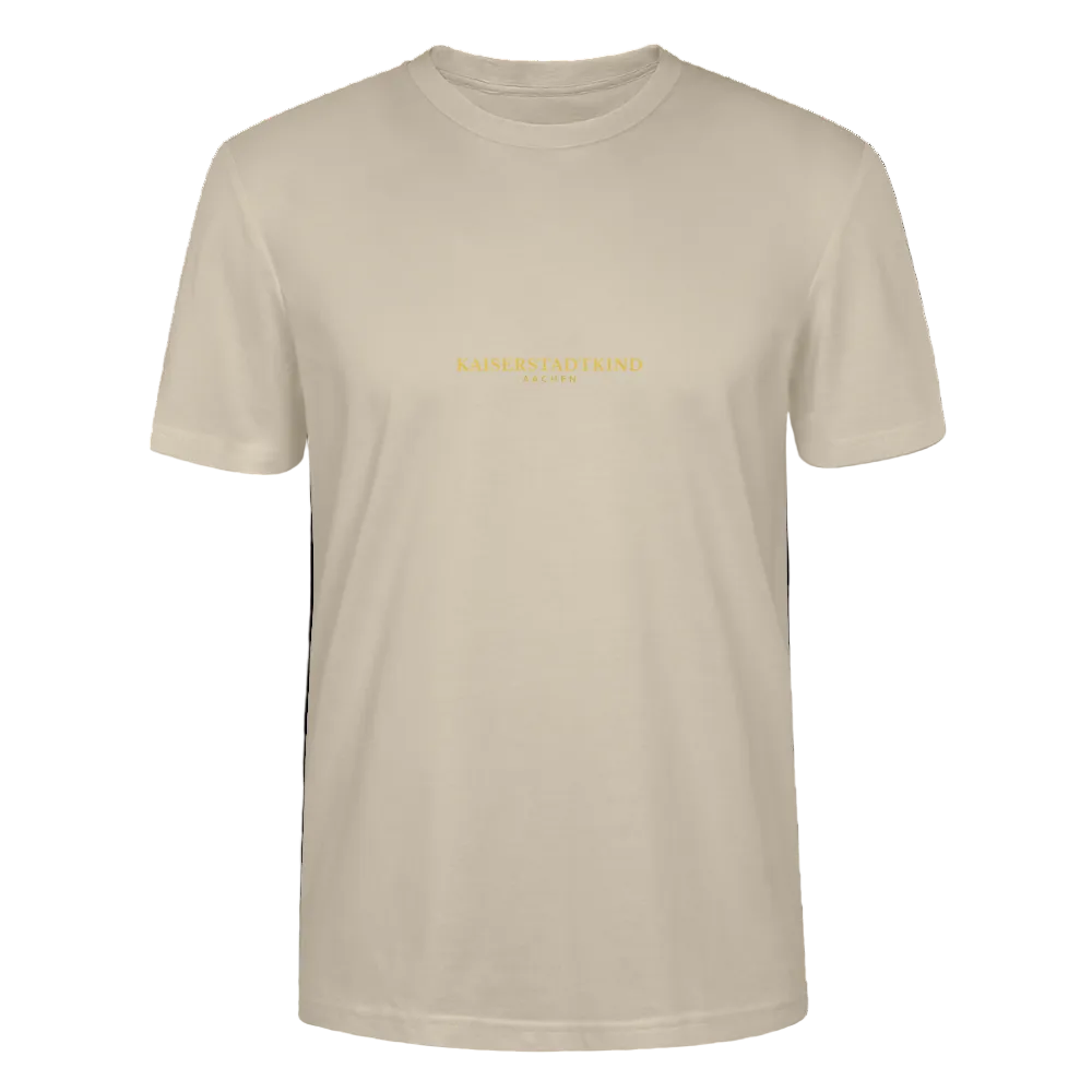 CRAFTER T-Shirt - Gold Font Script/Gold Back Round Logo - Beige