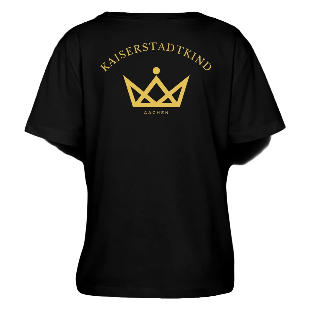 Golden Letters Round Edition - Relaxed Women’s Organic Round Neck T-shirt - Schwarz