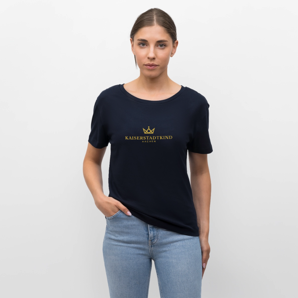 Golden Letters Edition - Relaxed Women’s Organic Round Neck T-shirt - navy