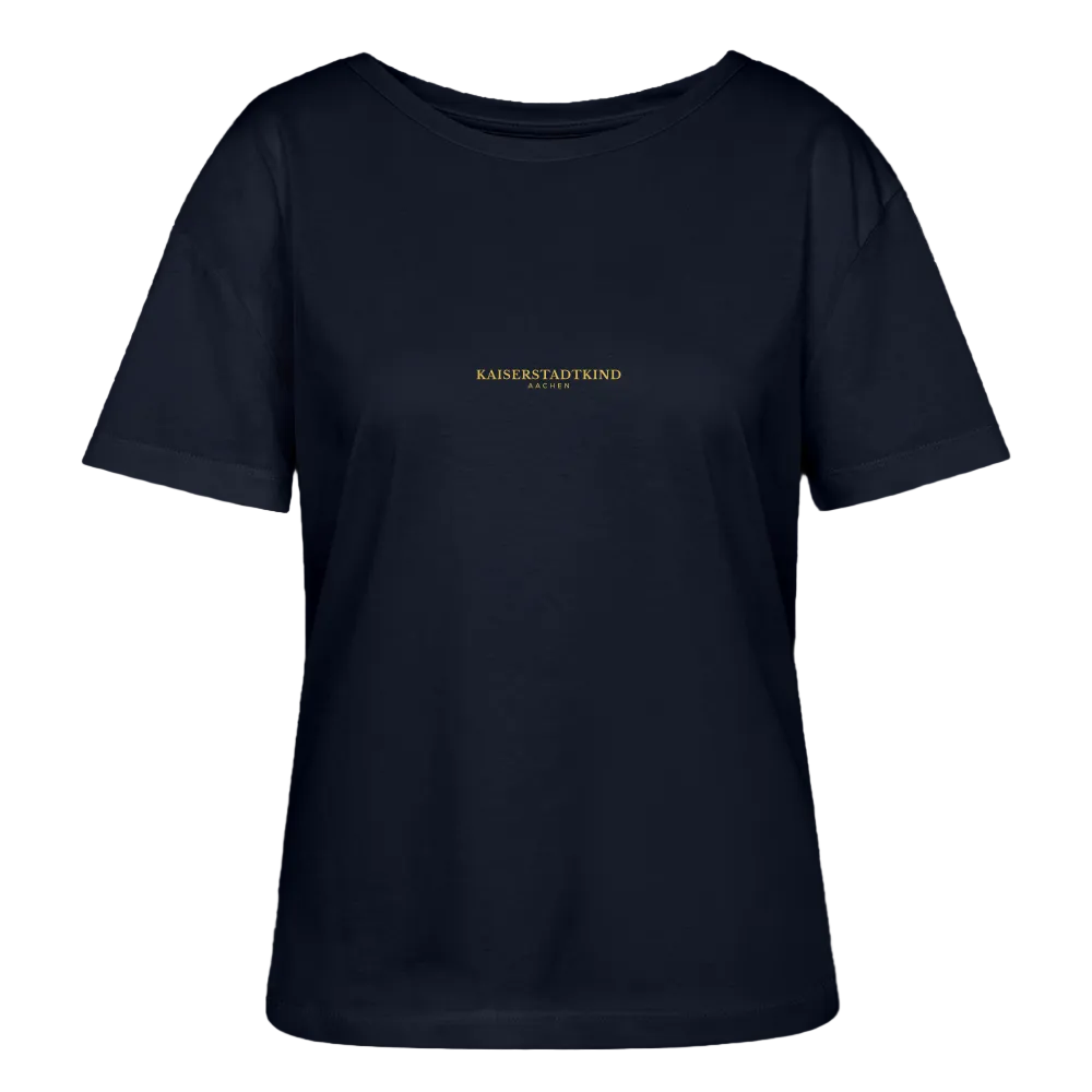 Golden Letters Round Edition - Relaxed Women’s Organic Round Neck T-shirt - Navy