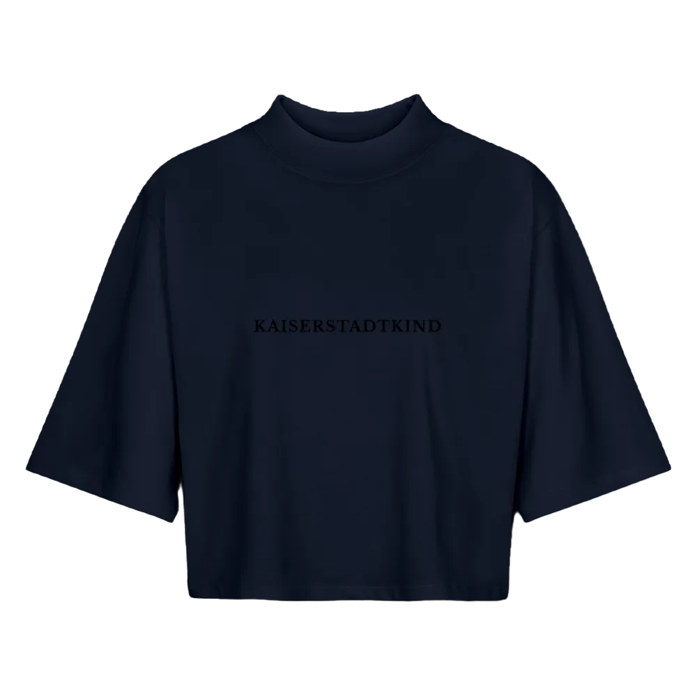 BOXY T-Shirt - Black Front Script - Navy