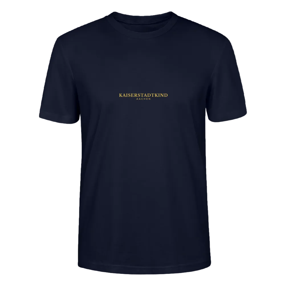 CRAFTER T-Shirt - Gold Font Script/Gold Back Round Logo - Navy