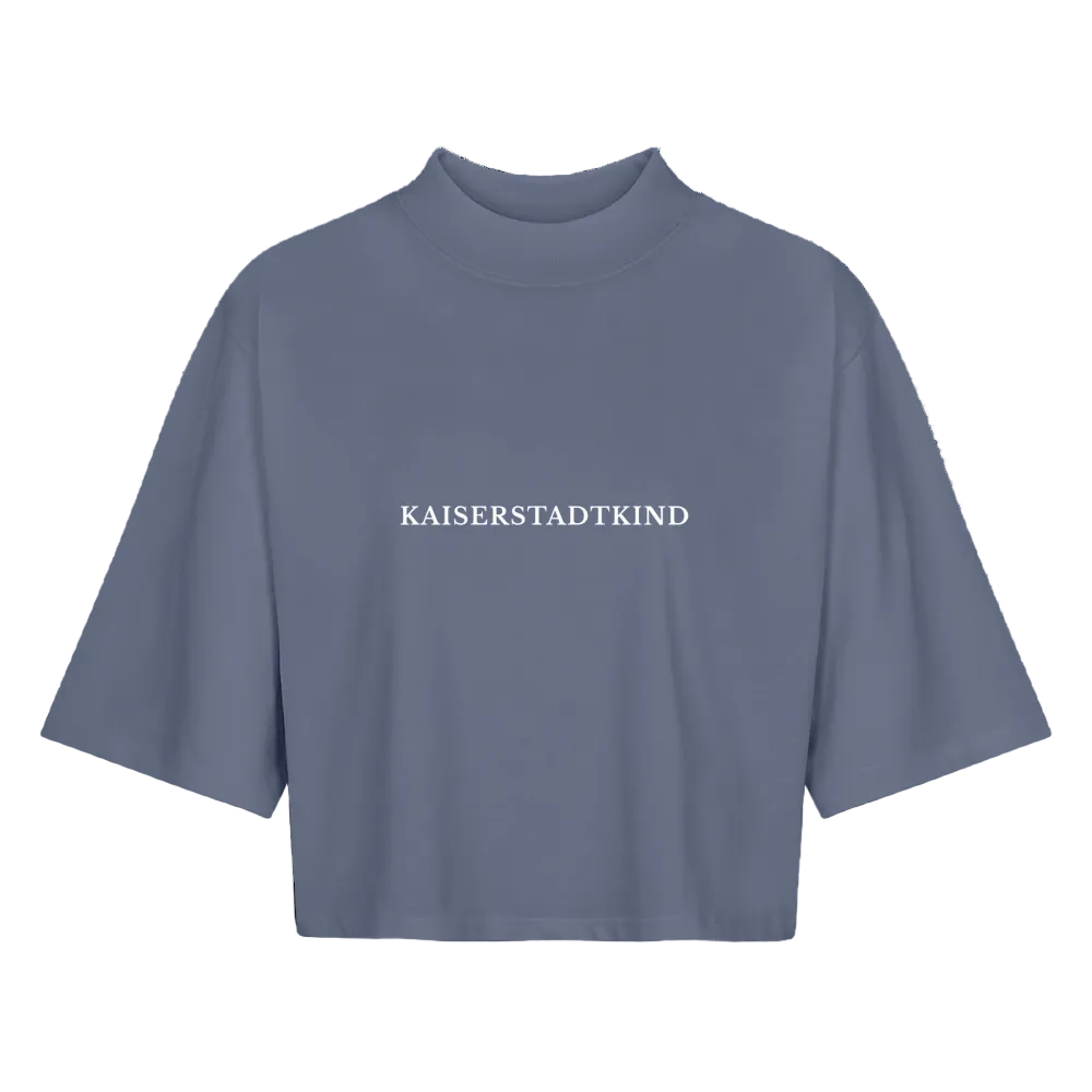 BOXY T-Shirt - White Front Script - Blaugrau