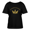 Golden Letters Round V Edition - Relaxed Women’s Organic Round Neck T-shirt - Schwarz