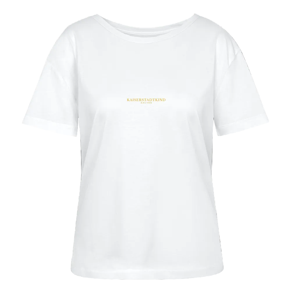 Golden Letters Round Edition - Relaxed Women’s Organic Round Neck T-shirt - Weiß