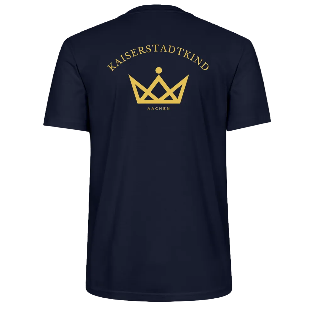 CRAFTER T-Shirt - Gold Font Script/Gold Back Round Logo - Navy