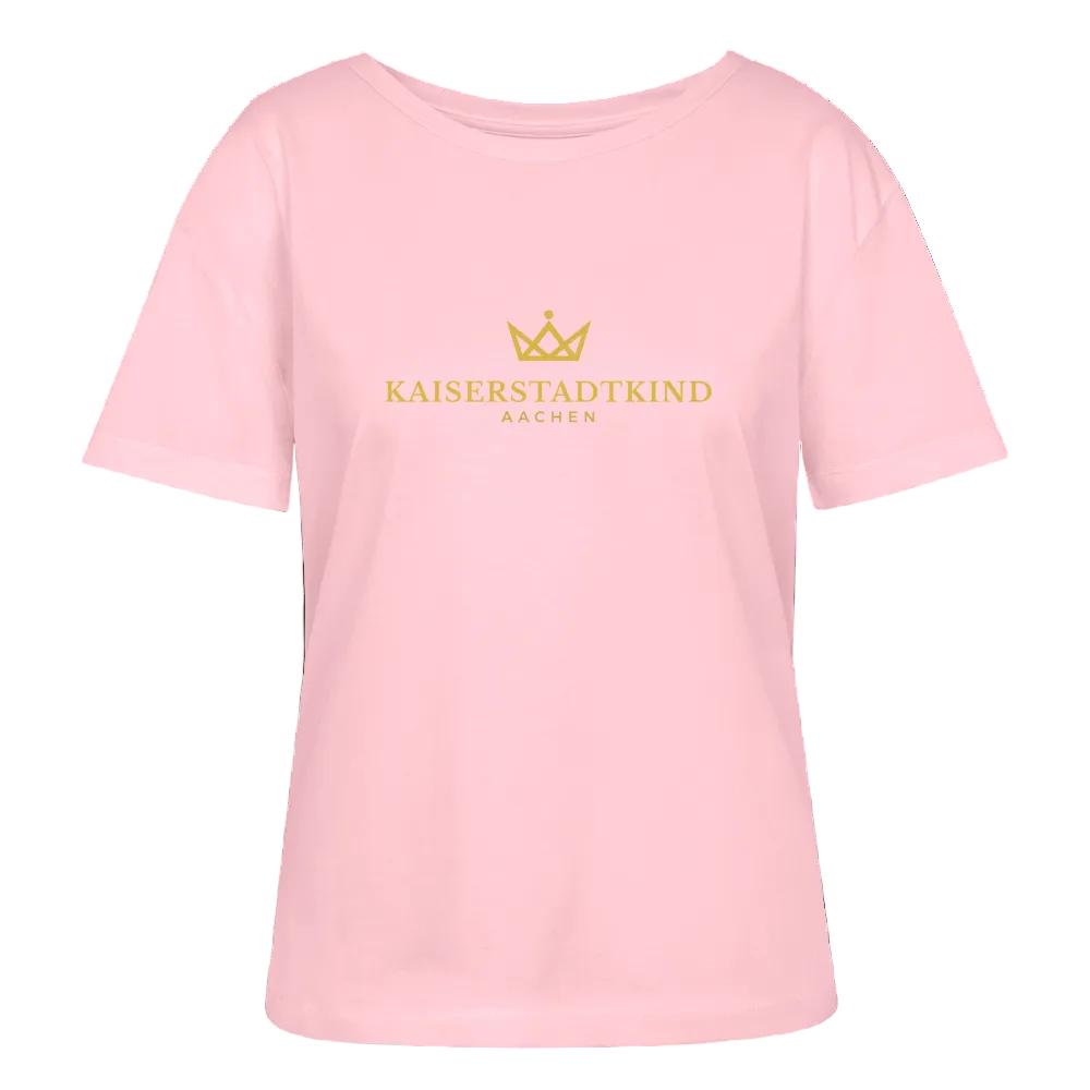 Golden Letters Edition - Relaxed Women’s Organic Round Neck T-shirt - cotton pink