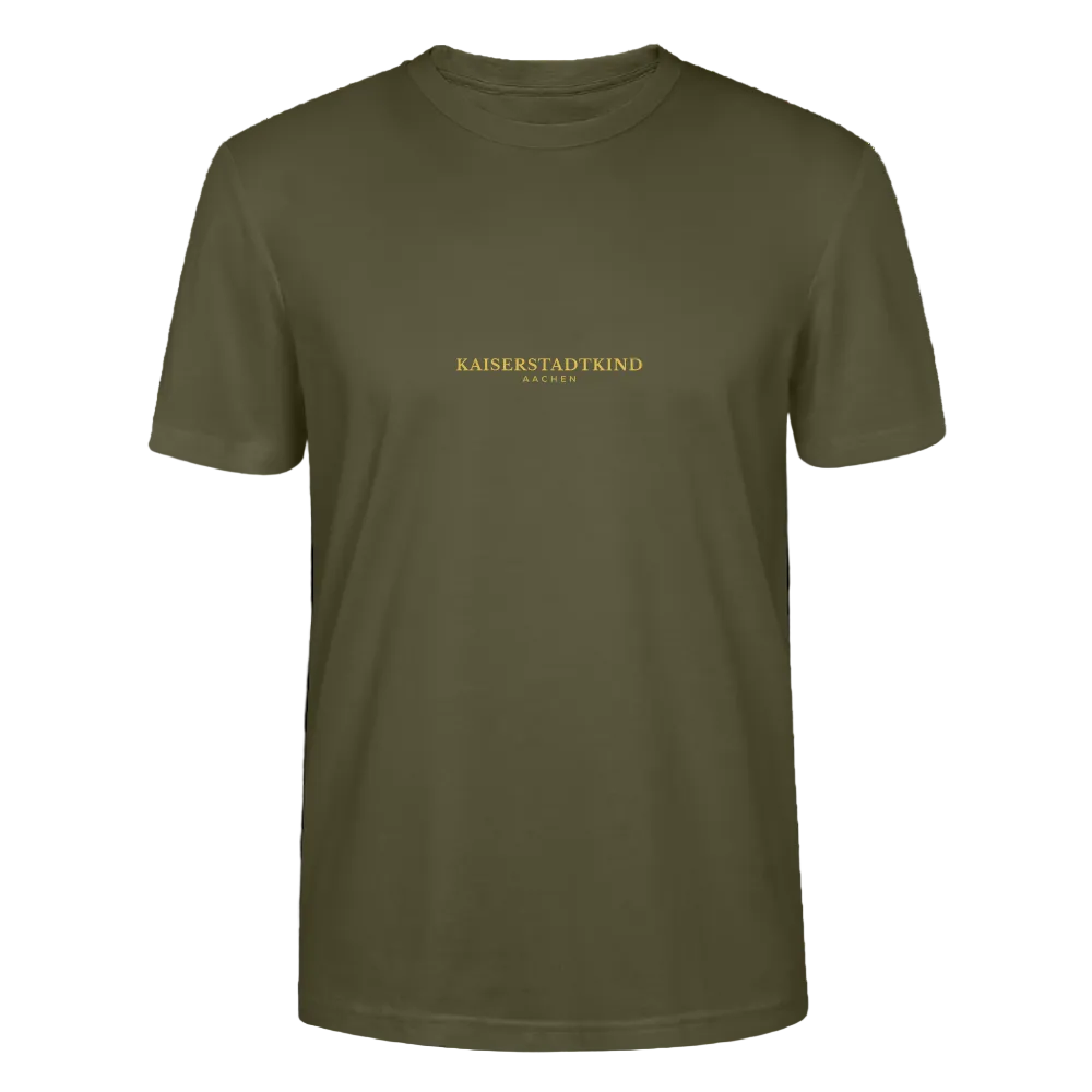 CRAFTER T-Shirt - Gold Font Script/Gold Back Round Logo - Khaki