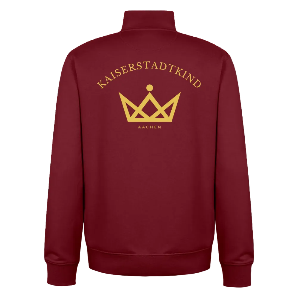 KAISERSTADTKIND Golden _Round - Organic Zip Sweatshirt - Burgunderrot